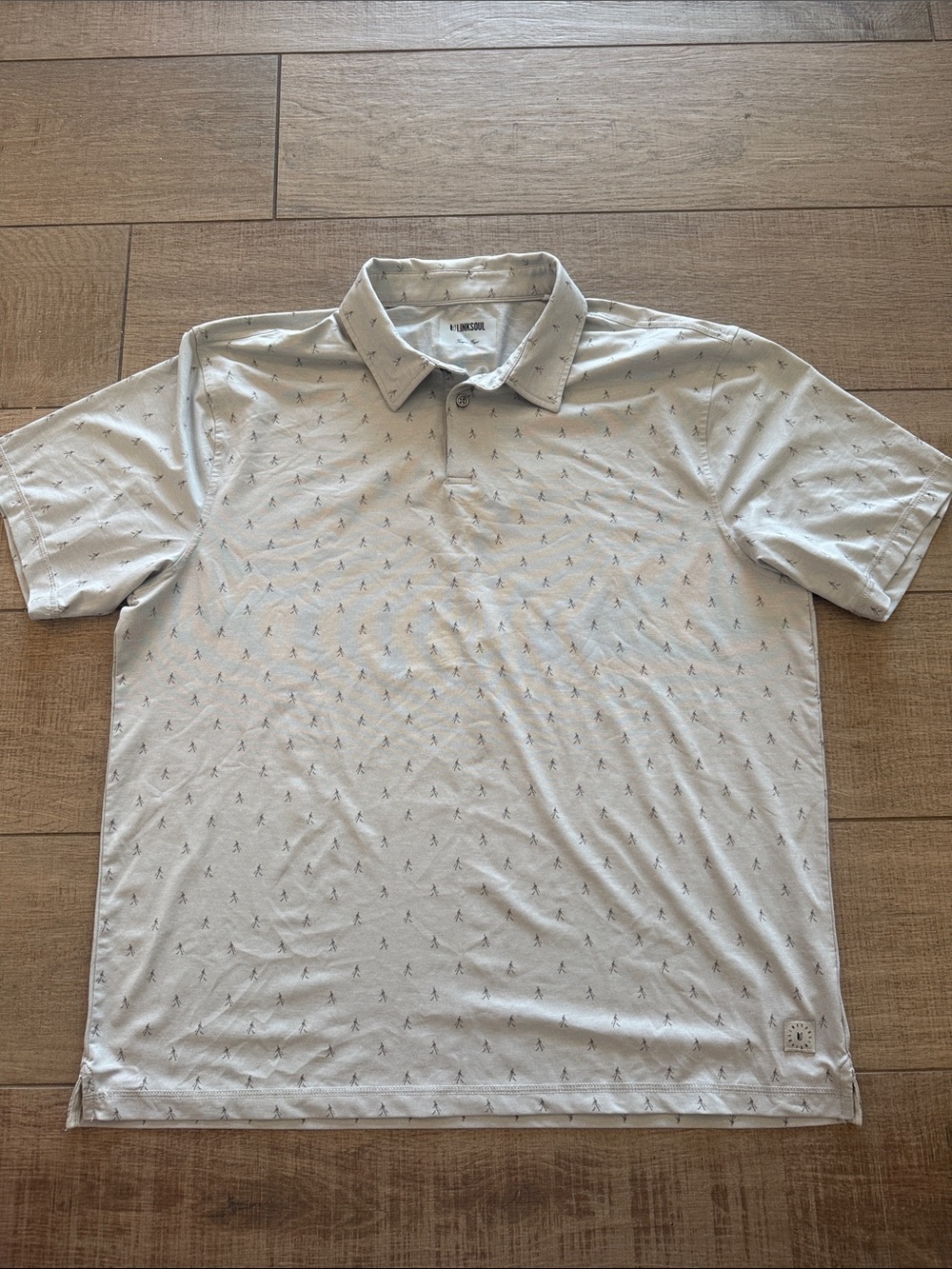 Linksoul Light Gray Polo with Micro golfer Print golf club XL